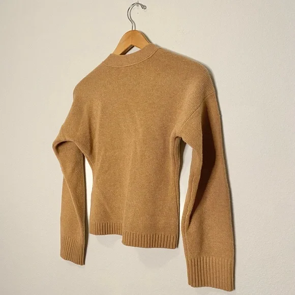 NWT Madewell V-Neck Slim Cardigan Sweater in Heather Caramel - Picture 6 of 8